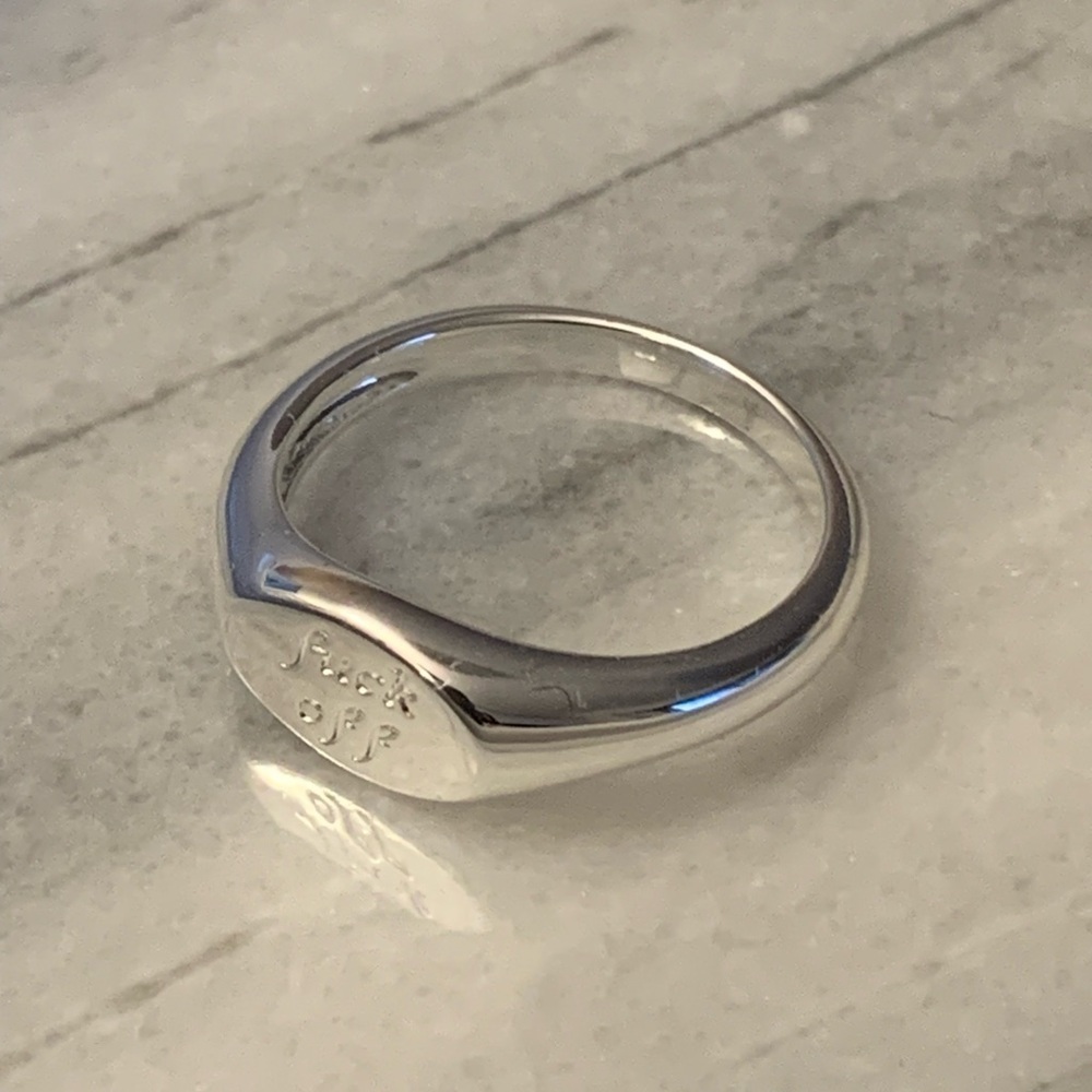 Silver Plated “F*ck Off” Statement  Ring - Picture 2 of 3